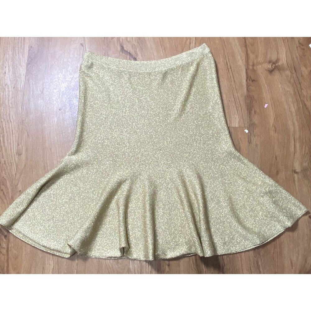 Vintage Lawrence Rich Seymour Levy Women’s Gold Flare Skirt Size Medium RARE